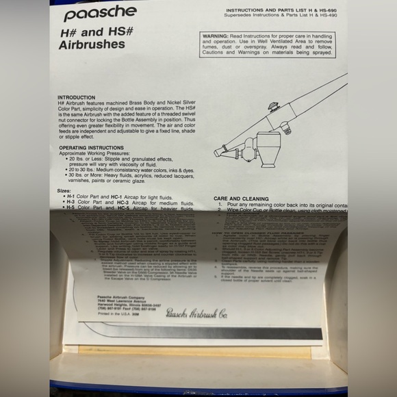 Paasche Airbrush Set H-Set Brand New In Original Packaging. - Picture 4 of 4